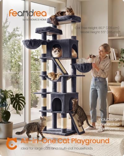 Feandrea Large Cat Tree, 81.1" Tall Sturdy Cat Tower - Image 2