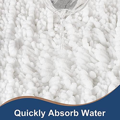 Luxury Chenille White Bathroom Rugs Sets 2 Piece, Thickened Hot Melt Rubber - Image 4