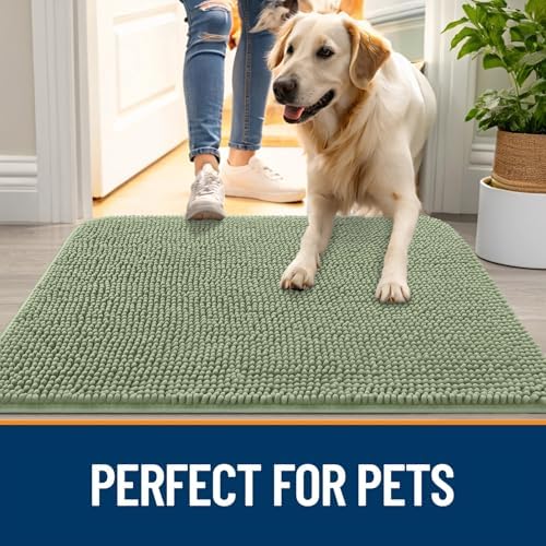 OLANLY Dog Door Mat for Muddy Paws 70x46, Super Absorbent Chenille Mud Mat - Image 6