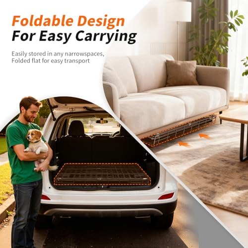 FDW | 42" Foldable Metal Dog Crate | Dark Black | Cage - Image 3