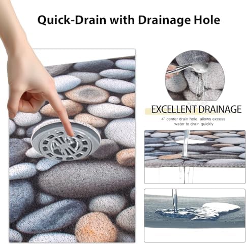 Square Shower Mat, Yonala 24 x 24 Inch Stylish Non Slip Shower Mats - Image 5