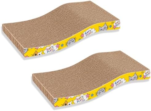 PrimePets 2 Pack Curved Cardboard Cat Scratcher by PrimePets