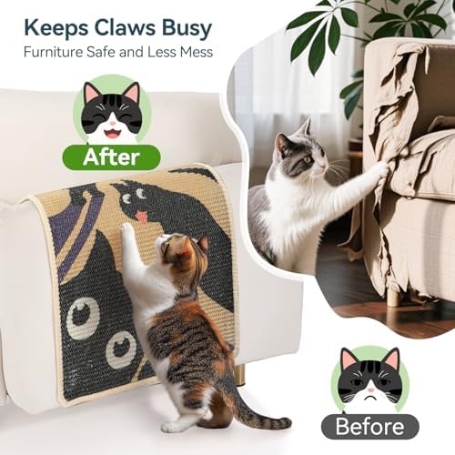 3-in-1 Sisal Cat Scratcher Mat Floor & Wall Cat Scratching Pad 23.6x15.7'' - Image 5