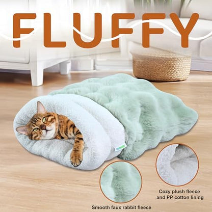3 in 1 Semi-Enclosed Self Warming Burrow Cat Bed Sleeping Cave - Image 2