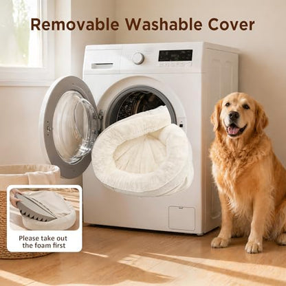 Waterproof Orthopedic Dog Bed for Medium Dogs, Light Beige - Image 5