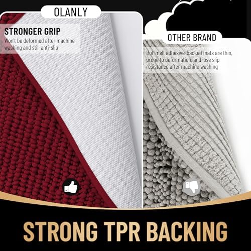OLANLY Thick Chenille Bathroom Runner Rugs Mats 47x20 - Image 5