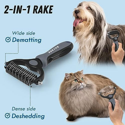 Docrok Pet Grooming Brush and Metal Comb Combo - Image 2
