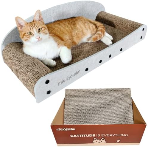 miwoowim 26" Large Cardboard Cat Scratcher Couch & Box Set - Image 6