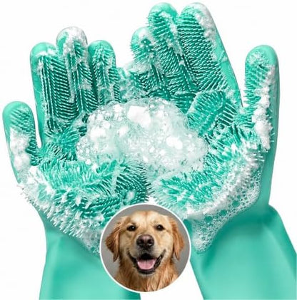 Cat and Dog Washing Gloves, 1 Pair, 11.6 in by RZleticc