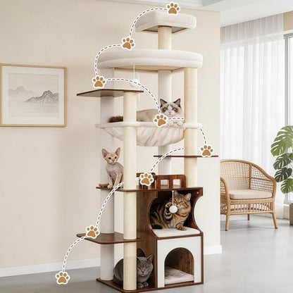 Gitelsnour Modern Cat Tree Tower, 2-Layer Condo & Perch, Big Hammock 102SR - Image 6