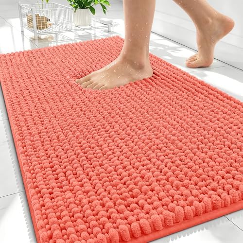 OLANLY Thick Chenille Bathroom Rugs 34x21, Soft Absorbent Bath Mat by OLANLY