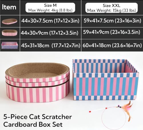 5 Pack Cat Scratcher Box Set Oval Scratch Bed - Image 2
