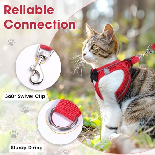 Cat Vest Harness and Leash Set, Escape Proof Kitten Harness Red S - Image 6