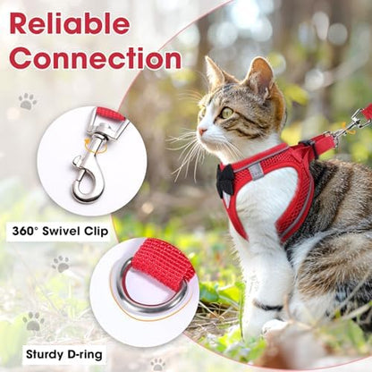 Cat Vest Harness and Leash Set, Escape Proof Kitten Harness Red S - Image 6