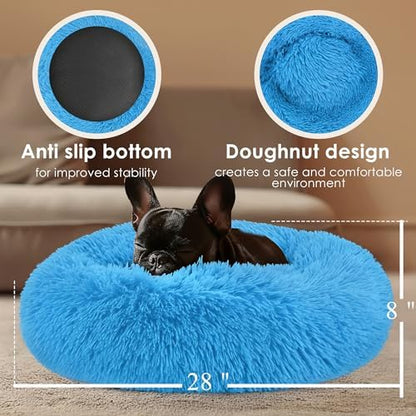 28in Large Dog Bed, Calming Donut Bed - Image 3