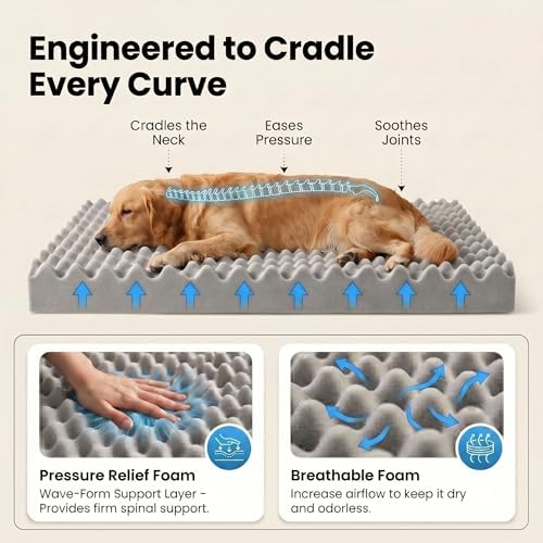 Orthopedic Medium Dog Bed 30 x 20Inch, Egg-Crate Memory Foam Pet Bed - Image 3