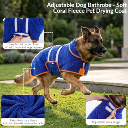 Dog Bathrobe, Super Absorbent for Small to Large Dogs, Dark Blue XL - Image 4