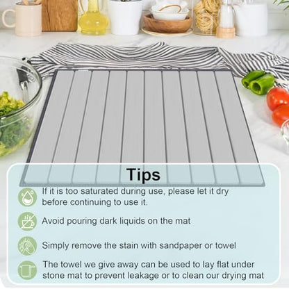 Stone Dish Drying Mat for Kitchen Counter, Versatile Stone Drying Mats for Cups - Image 7
