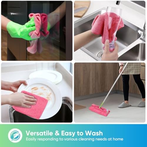 HOMEXCEL Pink Microfiber Cleaning Cloth, Microfiber Towels - Image 4