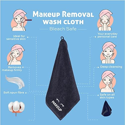 White Classic Bleach Safe Black Makeup Washcloths - Image 5