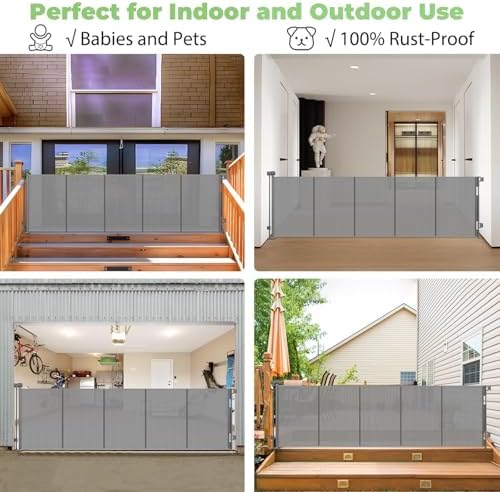 96 Inch Wide Reinforced Retractable Dog Gate, Prevents Crawling Under - Image 4