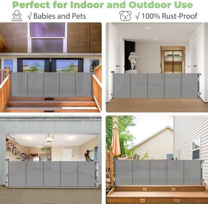 96 Inch Wide Reinforced Retractable Dog Gate, Prevents Crawling Under - Image 4