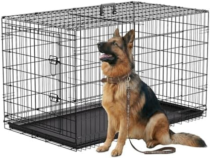 FDW | 45" Foldable Metal Dog Crate | Black | Cage by FDW