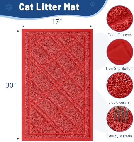 Smiry Cat Litter Box Mat 30x17, Non-Slip Water Resistant Litter Trapping Mat - Image 3