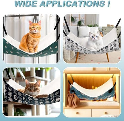4 Pcs Cat Hammock for Cage Reversible Hanging Pet Bed - Image 4