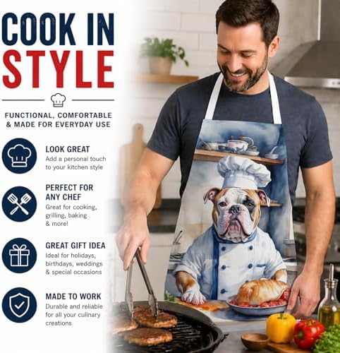 Caroline's Treasures American Bulldog The Chef Apron Cooking Kitchen Server - Image 2