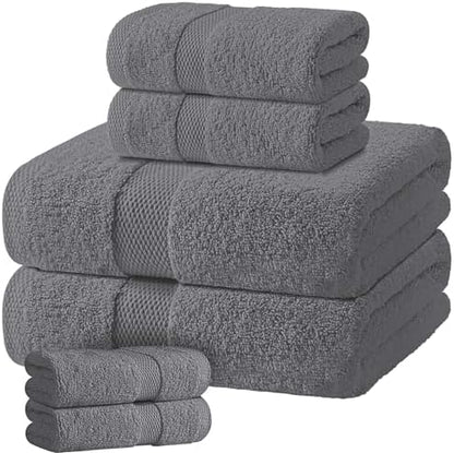 Gray Bath Towel Set of 6 by WhiteClassic