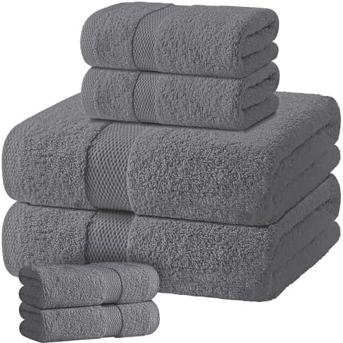 Gray Bath Towel Set of 6 by WhiteClassic