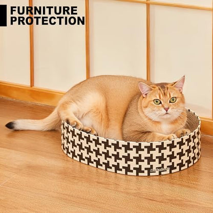 2-in-1 Cat Scratcher Cardboard Bed, Round Cat Scratching Pad Bowl - Image 4