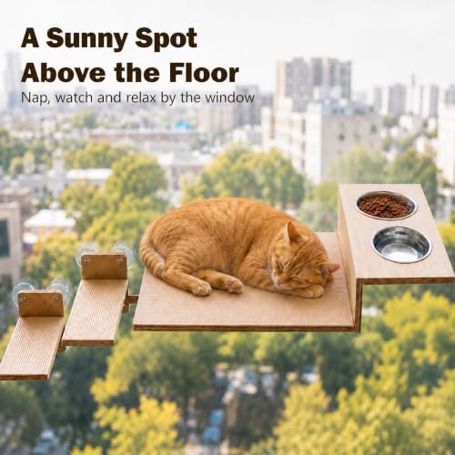 Cat Window Perch, Strong Suction Cups, Cat Window Hammock & Feeding Shelf - Image 2