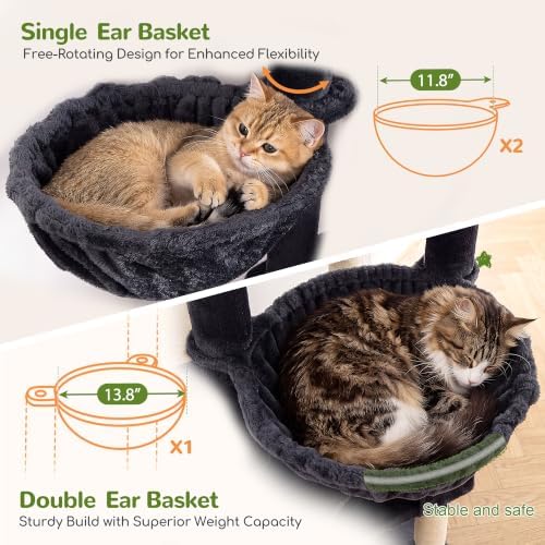 Globlazer 83in Extra Large Maine Coon Cat Tree, Dark Grey - Image 5