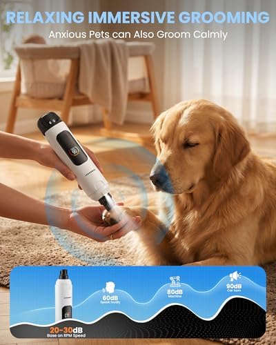 Dog Nail Grinder with New LCD Display, 25dB Quiet 6-Speed Dog Nail Trimmer - Image 2