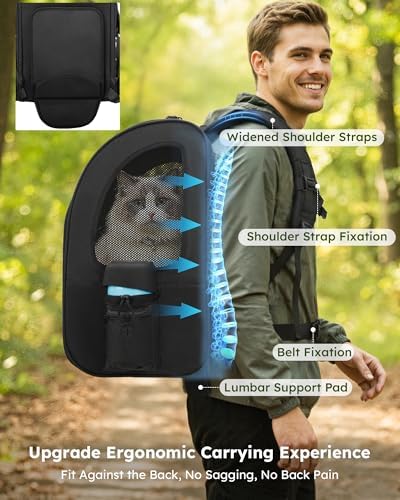 pecute Cat Backpack Expandable, Cat Carrier Backpack Acrylic Window - Image 6
