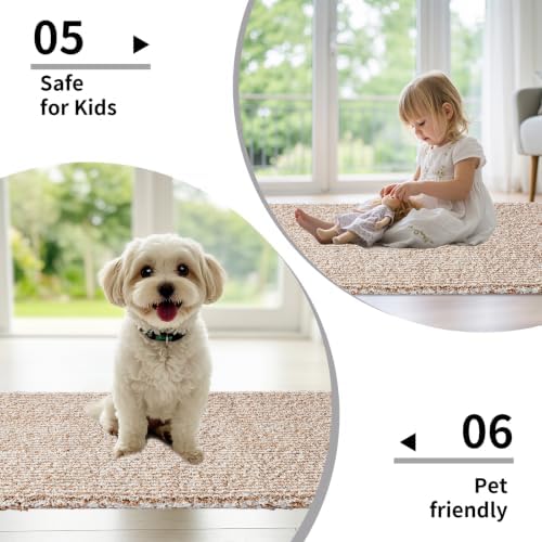 Disolla Beige & White Bathroom Rugs 24x36, Non-Slip Plush Thick Bath Mat - Image 6