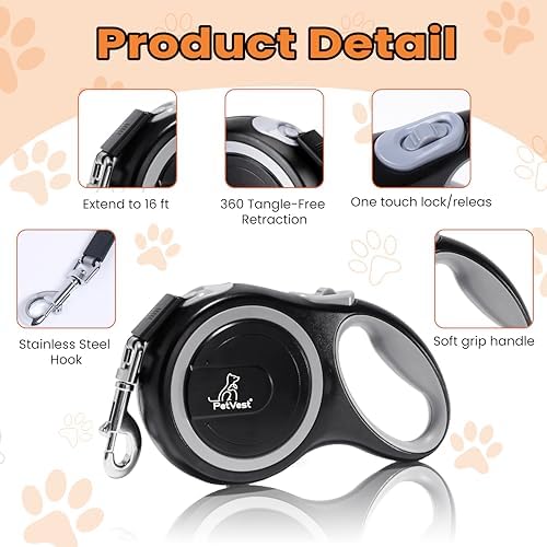 Retractable Dog Leash – Extendable up to 16 FT, Heavy Duty Nylon Tape, - Image 4