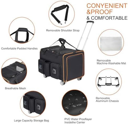 2 in 1 Large Cat Carrier for 2 Cats, Rolling Pet Carrier - Image 4