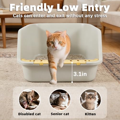Large Cat Litter Box with High Sides, Cat Litter Pan - Image 3