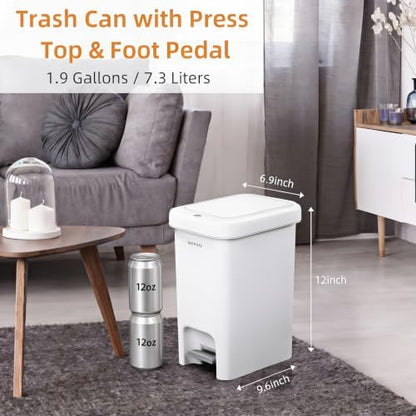 MOPALL 1.9 Gallon Small Bathroom Trash Can - Image 2