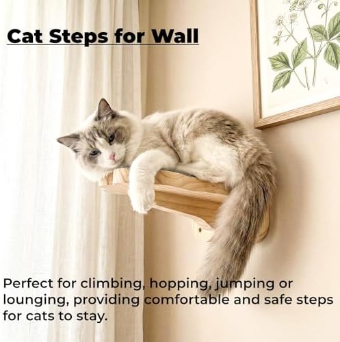 Tlence 3 Pack Cat Wall Shelves for Cats Steps, Wall Mounted Floating Cat - Image 6