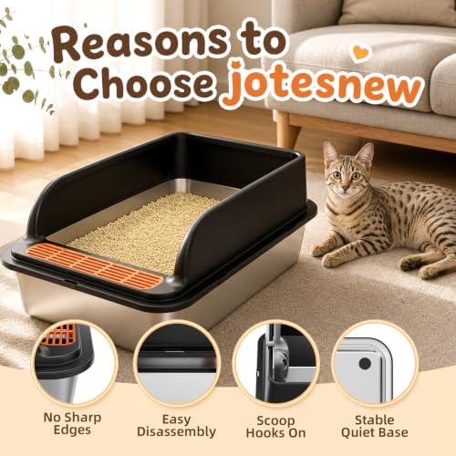 Jotesnew 2 Pack Small Stainless Steel Cat Litter Boxes - Image 6