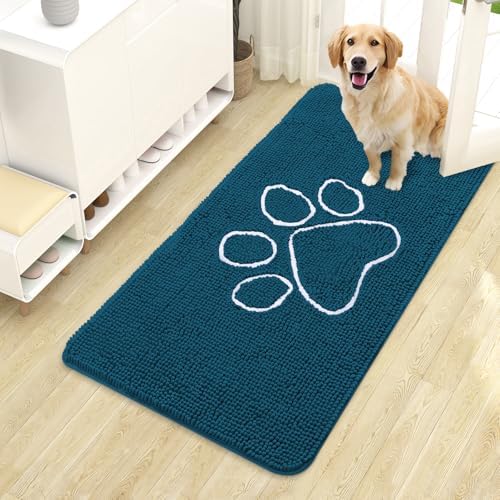 OLANLY Dog Door Mat for Muddy Paws 44x24, Paw Print Design Chenille Mud Mat by OLANLY