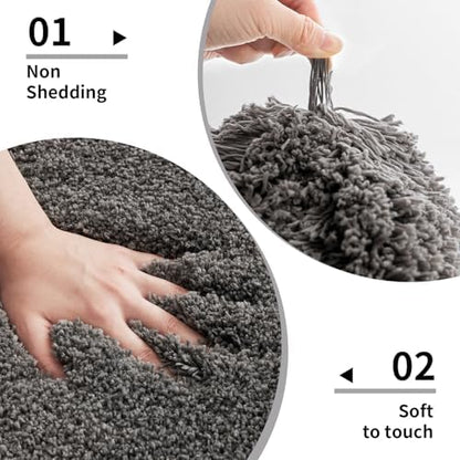 Disolla Dark Grey Bathroom Runner Rug 24x59, Soft Plush Large Bath Mat - Image 4