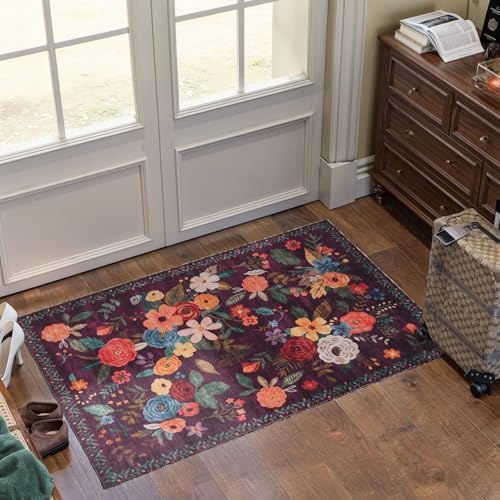Purple Washable 2x3 Entry Rug, Small Rugs - Image 5