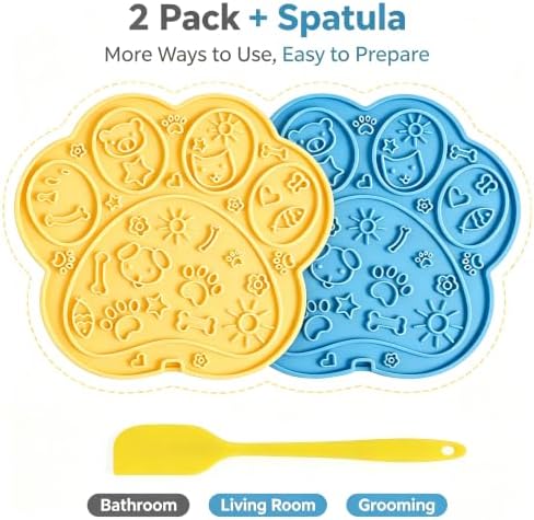 2 Pack Paw-Shaped Dog Cat Lick Mat, BPA-Free Silicone Suction Cups - Image 3