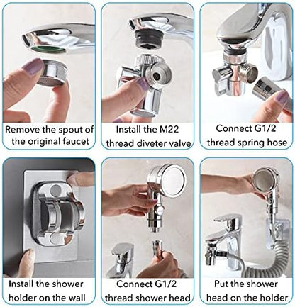 Sink Handheld Shower Kit with 9.8ft Telescopic Hose, Kitchen Bathroom Faucet - Image 5
