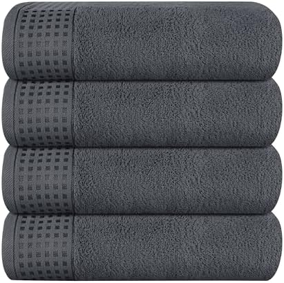 GLAMBURG Ultra Soft 4 Pack Oversized Bath Towel Set 27x54 inches, 100% Cotton by GLAMBURG